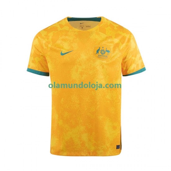 Camisola Austrália Homem Equipamento Primeiro Copa do Mundo 2022 Manga Curta